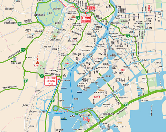 日本橋発BLUE FRONT SHIBAURA(BFS着)着お台場花火クルーズ）