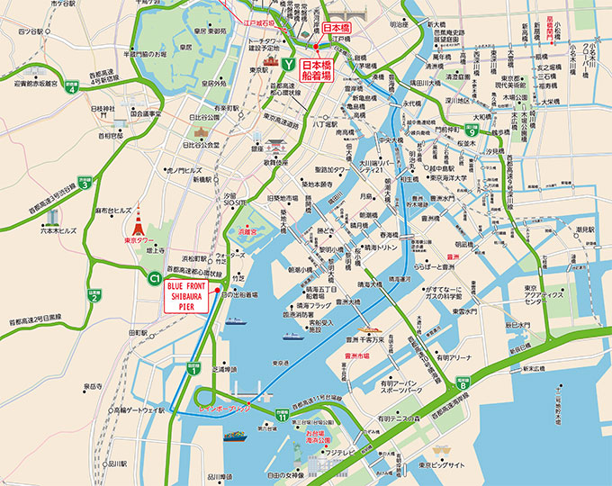 日本橋発BLUE FRONT SHIBAURA(BFS着)着お台場花火クルーズ）